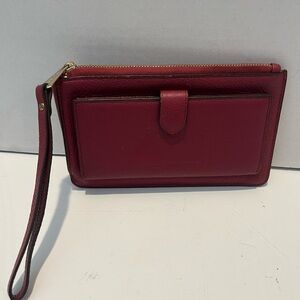 EUC Aimee Kestenberg Elegant Burgundy Leather Wristlet